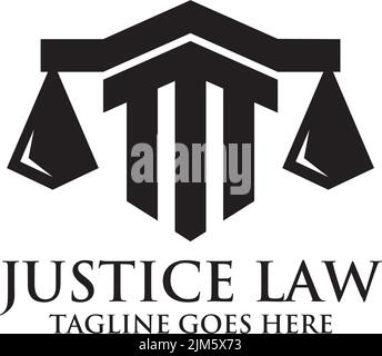 Justice Law Logo mit Scale Icon Illustration Design-Vorlage Stock Vektor