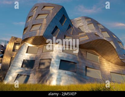 Eine Außenansicht des Cleveland Clinic Lou Ruvo Center für Gehirngesundheit in Las Vegas, Nevada bei Sonnenuntergang Stockfoto