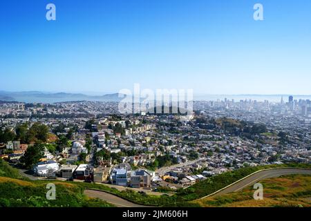 Downtown San Francisco City von Twin Peaks. Kalifornien. Stockfoto