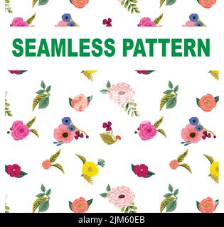 Ein Vektor eines nahtlosen Musters mit verschiedenen Blumen Stock Vektor