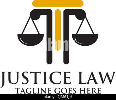 Justice Law Logo mit Scale Icon Illustration Design-Vorlage Stock Vektor