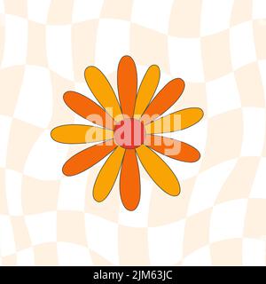 Hippie-Stil mit flippiger Atmosphäre. Jahrgang 1960-1970. Hippiger Retro-Hintergrund. Symbol-Retro-Druck. Stock Vektor