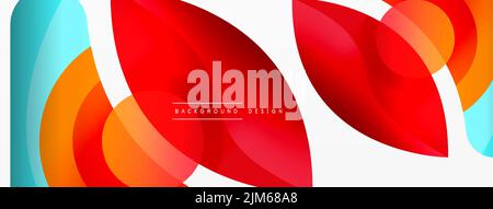 Abstrakter Hintergrund mit geometrischen Farbformen. Schöne minimalistische Kulisse mit runden Formen Kreise und Linien. Geometrisches Design. Vektorgrafiken Stock Vektor