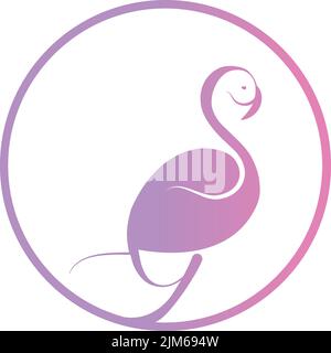 Ein rundes Logo in Form eines rosa Flamingos Stock Vektor