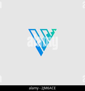 Ein Vektor-illustriertes dreieckiges Logo in Blau- und Grüntönen mit einem Gradienteneffekt Stock Vektor