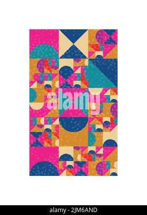 Abstraktes Poster mit geometrischen Formen. Quadrate Dreiecke und Halbkreise vintage Hintergrund Stock Vektor