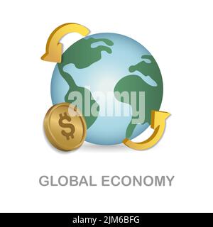 Symbol „Weltwirtschaft“. 3D Illustration aus wirtschaftlicher Sammlung. Creative Global Economy 3D Symbol für Webdesign, Vorlagen, Infografiken und mehr Stock Vektor