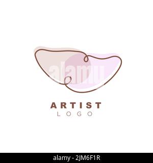 Künstlerlogo. Handgezeichnete organische Formen Hintergrund. Für Unternehmensmarken, Verpackungen, Produkte und Social-Media-Beiträge. Vektorgrafik, flaches Design Stock Vektor