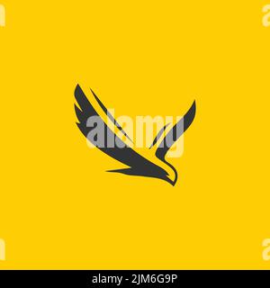 Ein minimalistisches Design von fliegenden Vögeln auf gelbem Hintergrund Stock Vektor