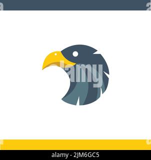 Ein gelb-blaues Adlerkopf-Logo-Design Stock Vektor