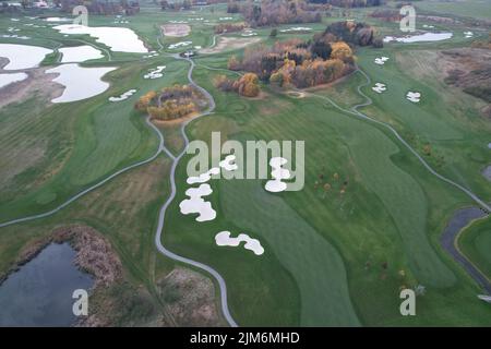Eine Luftaufnahme eines Golfplatzes Stockfoto