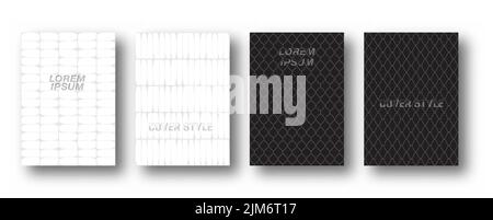 Eine Reihe von modernen linearen abstrakten Hintergründen. Monochromes Layout von Mustern für Laptops, Geschäftsseiten, Präsentationen und kreative Ideen Stock Vektor