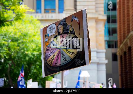 Perth, Australien - 20. November 2021: Freiheitsdemonstration gegen Impfmandate Stockfoto