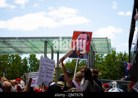 Perth, Australien - 20. November 2021: Freiheitsdemonstration gegen Impfmandate Stockfoto