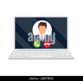 Video-Chat-Schnittstelle, Web-Video-Anruffenster für Benutzer. Konzept von Social Remote Media, Remote Communication. Anrufbildschirm-Vorlage. Mockup-Schnittstelle. Video Stock Vektor