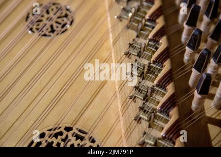 Aus nächster Nähe Holzinstrument strin Stockfoto