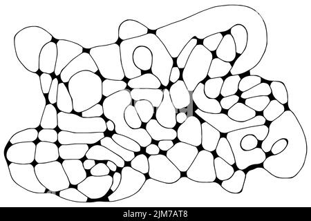 Neurographische Linien skizzieren Vektor-Illustration. Abstrakt chaotisch gewellte Kurven Muster Hintergrund. Handgezeichnetes monochromes Neuroart. Rechtsgehirntes Zeichnen. C Stock Vektor