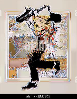 Originalkomposition zum Thema Jazz-Saxophon-Spieler - Vektor-Illustration (ideal für den Druck auf Stoff oder Papier, Poster oder Tapete, House de Stock Vektor