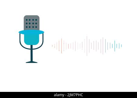 Das Symbol für das Schallwellen-Mikrofon . Podcast-Konzept. Vektorgrafik Stock Vektor
