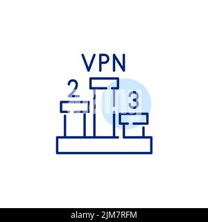 Am besten bewertetes VPN mit dem ersten Platz. Pixel-perfektes, bearbeitbares Strichliniensymbol Stock Vektor