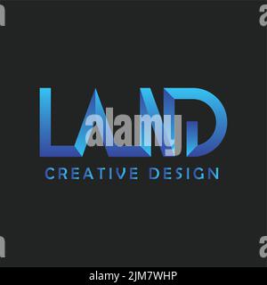 Land Logo Design. Kreatives Design Buchstaben in blau. Kreatives Design Illustration Vorlage Logo Symbol Stock Vektor