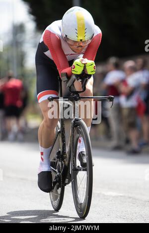 Commonwealth Games 2022, Birmingham Großbritannien. 4.. August 2022. Männer Radfahren Zeitfahren.. Kredit: Anthony Wallbank/Alamy Live Nachrichten Stockfoto