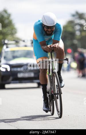 Commonwealth Games 2022, Birmingham Großbritannien. 4.. August 2022. Männer Radfahren Zeitfahren.. Kredit: Anthony Wallbank/Alamy Live Nachrichten Stockfoto