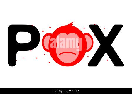 Pockentext mit Affenkopf-Symbol und Streueffekt-Illustration Stock Vektor