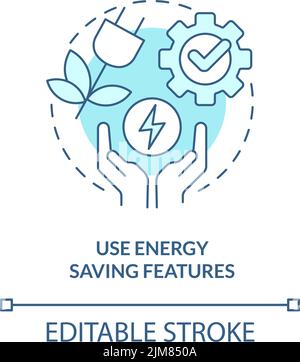 Verwenden Sie das türkisfarbene Symbol für Energiesparfunktionen Stock Vektor