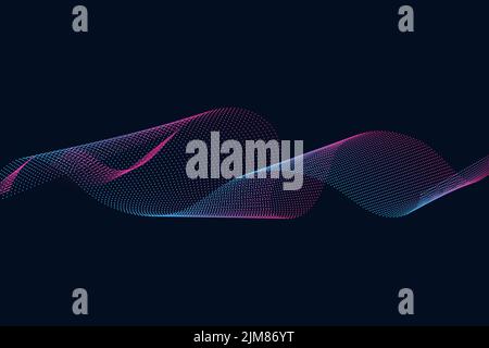 Abstrakte blaue digitale Equalizer-Anzeigen. Abbildung der Schallwellen auf dunklem Hintergrund. Voice Graph Meter oder Audio elektronische Tracks.Vector Horizont Stock Vektor
