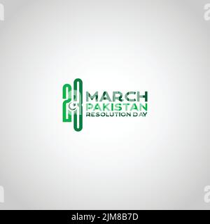 März geschrieben in Urdu für den 23. März Pakistan Day. Happy Pakistan's Resolution Day 23.. März. Vektor Stock Vektor