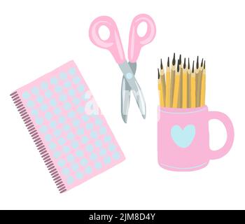 Vector Collection zurück in die Schule. Design-Set für den Bildungsbereich. Schulrat, Schulbedarf, Lehrbuch. Stock Vektor