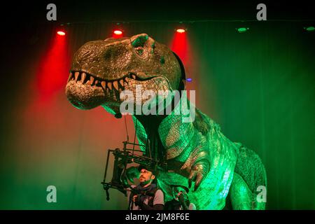 Dinosaur World Live, Dinosaur, world, live, Barry Gore, Beutelproduktion Stockfoto