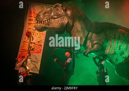 Dinosaur World Live, Dinosaur, world, live, Barry Gore, Beutelproduktion Stockfoto