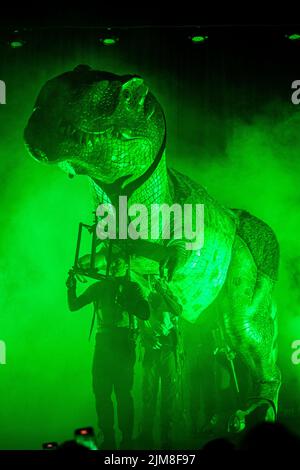 Dinosaur World Live, Dinosaur, world, live, Barry Gore, Beutelproduktion Stockfoto