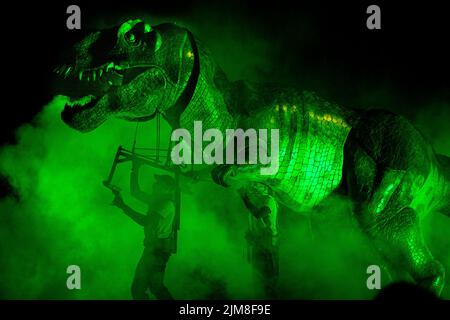 Dinosaur World Live, Dinosaur, world, live, Barry Gore, Beutelproduktion Stockfoto