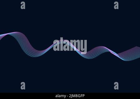 Abstrakte blaue digitale Equalizer-Anzeigen. Abbildung der Schallwellen auf dunklem Hintergrund. Voice Graph Meter oder Audio elektronische Tracks.Vector Horizont Stock Vektor