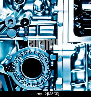 Makroaufnahme von Motorteilen im Auto Stockfoto