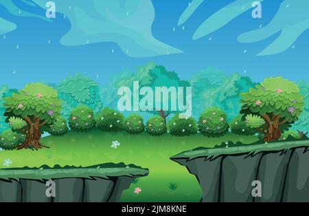 Spiel Hintergrund Cartoon Vektor, Spiel Design Natur Asset Stock Vektor