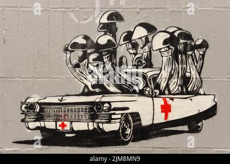 Reykjavik, Island - 10. Juli 2022: Graffiti in Reykjavik auf Island Stockfoto