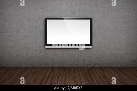 Fernsehbildschirm an Wand Stockfoto
