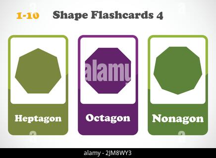 Geometrische Formen Karteikarten für Kinder. Unterrichtsmaterial für Kinder. Lernen Sie Die Formen Kennen Stock Vektor
