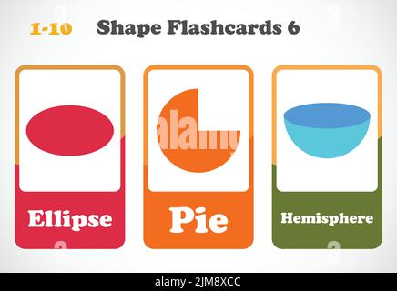 Geometrische Formen Karteikarten für Kinder. Unterrichtsmaterial für Kinder. Lernen Sie Die Formen Kennen Stock Vektor
