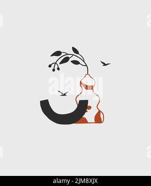 Handgezeichnete abstrakte Vektor Grafik Cliparts Illustration boho Stier Haut Textur composition.Wild Western Design.Bohemian wilden Westen zeitgenössische Kunst Stock Vektor