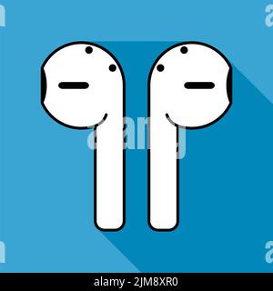 Satz Kopfhörer Musik flache Symbol, Sound-Technologie-Gerät Zeichen, Web-Audio Symbol Vektor Illustration . Stock Vektor