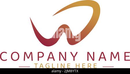Text W Logo Illustration, Markenidentität, Unternehmen, Unternehmen, Luxus, Modern Stock Vektor