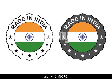 Set von Made in India Siegel, Produkt-Tag-Etikett Zeichen, Aufkleber Qualität Stempel Vektor Illustration . Stock Vektor