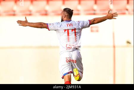 Trnava, Slowakei. 04. August 2022. IVI Lopez während des Spiels der UEFA Conference League Second Qualifying Round First Leg zwischen dem FC Spartak Trnava und Rakow Czestochowa am 4. August 2022 in Trnava, Slowakei. (Foto by PressFocus/Sipa USA)France OUT, Poland OUT Credit: SIPA USA/Alamy Live News Stockfoto