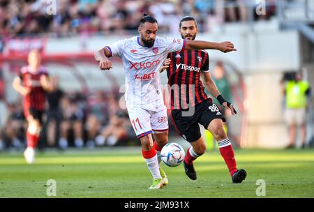 Trnava, Slowakei. 04. August 2022. IVI Lopez während des Spiels der UEFA Conference League Second Qualifying Round First Leg zwischen dem FC Spartak Trnava und Rakow Czestochowa am 4. August 2022 in Trnava, Slowakei. (Foto by PressFocus/Sipa USA)France OUT, Poland OUT Credit: SIPA USA/Alamy Live News Stockfoto