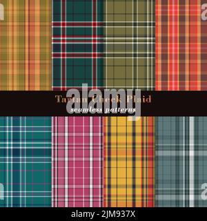 Sammlung von tollen schottischen Tartan-karierten Mustern Stock Vektor